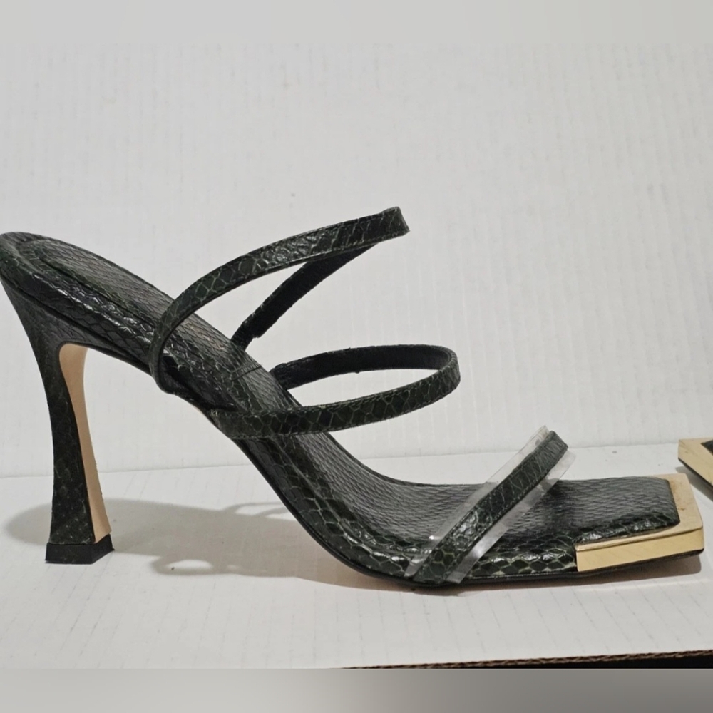Good American Women's Shoes Green Snakeskin Square Toe Sz 9